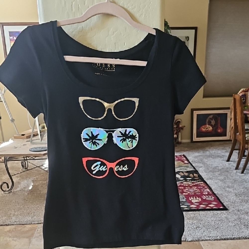 Guess Black Short Sleeve Graphic Tee
